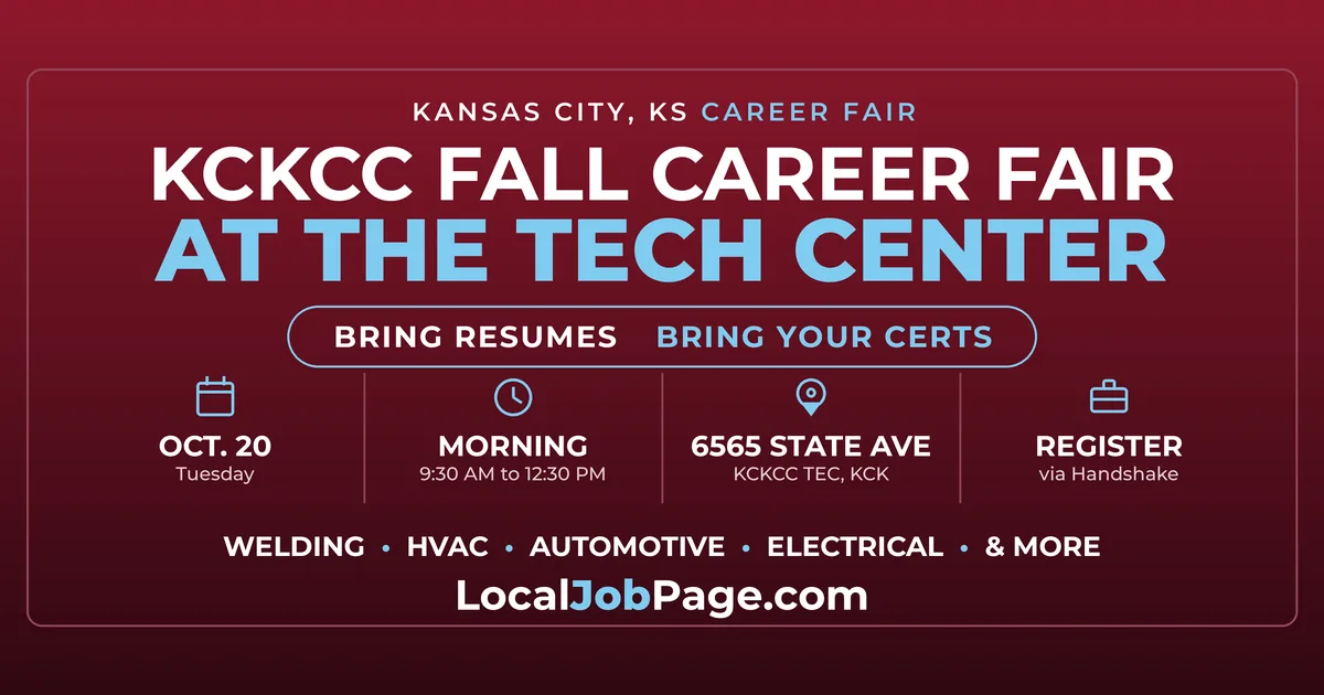 KCKCC Fall Career Fair Oct. 20 at the Technical Education Center in Kansas City, Kansas
